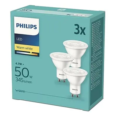 Philips LED 4,7-50 W, GU10 2700K, 3-tlg