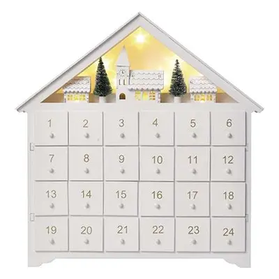 EMOS LED Holz-Adventskalender, 35x33 cm, 2x AA, innen, warmweiß, Timer