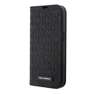 Karl Lagerfeld Saffiano Monogram Book Case für iPhone Pro Max Black