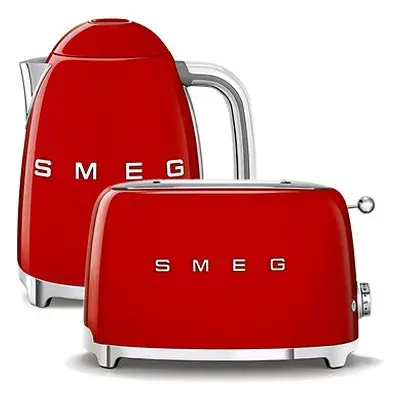 Wasserkocher SMEG 50's Retro Style 1,7l rot + Toaster SMEG 50's Retro Style 2x2 rot