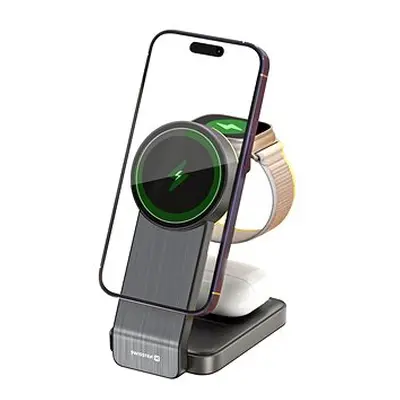 Swissten faltbares MagStick wireless Ladegerät in 25 W schwarz (MagSafe kompatibel)