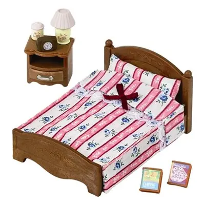 Sylvanian Families Möbel - Semi-Double Bed - Doppelbett mit Nachttisch