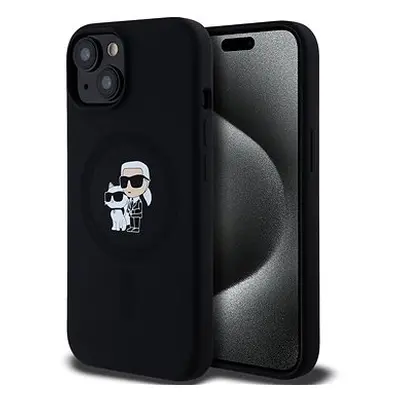 Karl Lagerfeld Liquid Silicone Karl and Choupette MagSafe Backcover für das iPhone Black