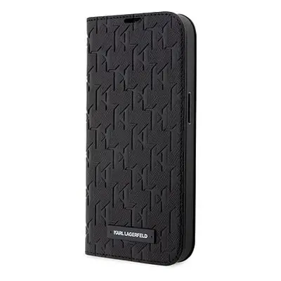 Karl Lagerfeld Saffiano Monogram Book Case für iPhone Pro Max Black