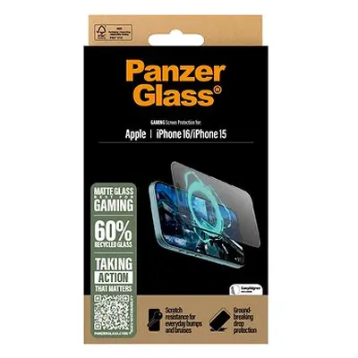 PanzerGlass Gaming Apple iPhone 16/15 mit Installationsrahmen