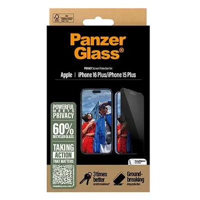 PanzerGlass Privacy Apple iPhone Plus/15 Plus mit Installationsrahmen