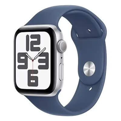 Apple Watch SE Cellular 44mm Aluminium Silber mit Sportarmband Denim - M/L