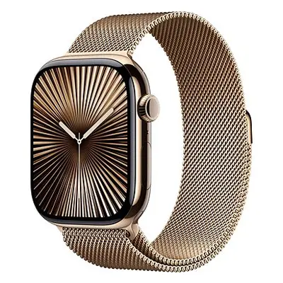 Apple Watch Series 42mm Cellular Titan Gold mit Milanaise Armband Gold