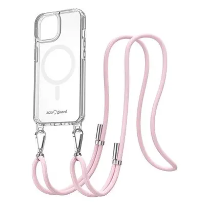 AlzaGuard Luxe Detach Lanyard Case Compatible with MagSafe for iPhone Rosa