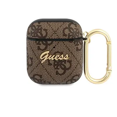 Guess 4G Script PC/PU Tasche für Apple Airpods 1/2 braun