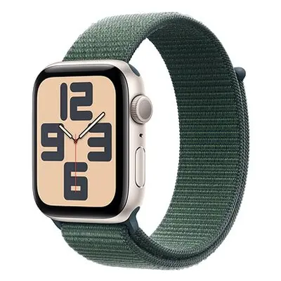 Apple Watch SE 40mm Stellar White Aluminium mit Lake Green Interlocking Sport-Armband