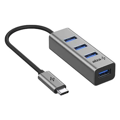 AlzaPower Metal USB-Hub USB-C (M) auf 4× USB-A 3.0 (F) space grey