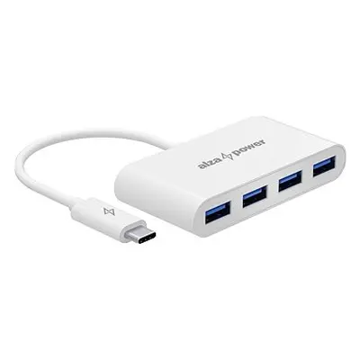 AlzaPower USB-Hub USB-C (M) auf 4× USB-A 3.0 (F) weiß