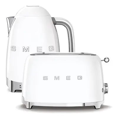 Wasserkocher SMEG 50's Retro Style 1,7l LED Anzeige weiß + Toaster SMEG 50's Retro Style