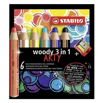 Stabilo Buntstifte "Woody ARTY in 1", verschiedene Farben, rund, dick, STABILO
