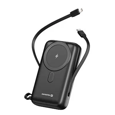 Swissten Power Bank mAh PD 20W mit integriertem USB-C und Lightning Kabel (kompatibel mit MagS