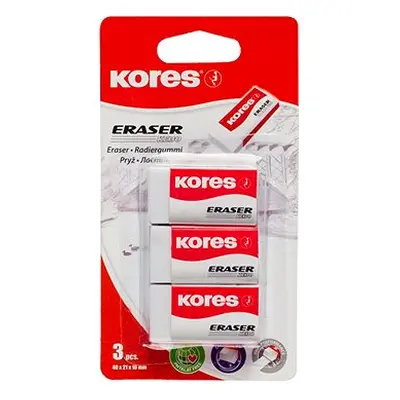 KORES KE30 Radiergummi - mm x mm x mm - weiß - 3er-Pack