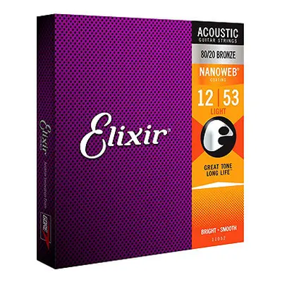 Elixir 11052 Nanoweb 80/20 Bronze 12-53 Light