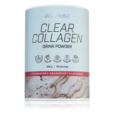 BioTechUSA Clear Collagen Pulver zur Herstellung von Getränken mit Kollagen Geschmack Strawberry