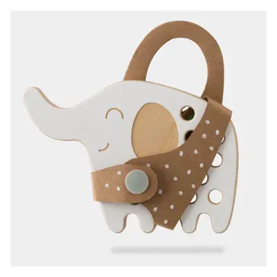 Milin Small Wooden Lacing Toy Elephant Activity Spielzeug 8,5 cm x 12,5 cm x 0,7 cm