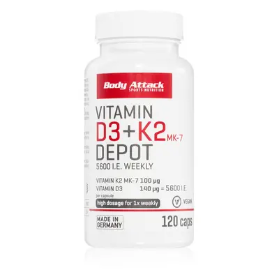 Body Attack Vitamin D3+K2 Depot Förderung der richtigen Funktion des Organismus