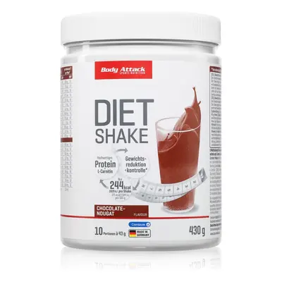 Body Attack Diet Shake Protein zur Unterstützung der Gewichtsabnahme Geschmack Chocolate-Nougat