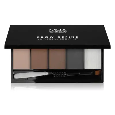 MUA Makeup Academy Brow Define Palette mit pudrigen Augenbrauenschatten mit einem Applikator