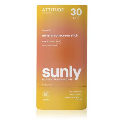 Attitude Sunly Sunscreen Stick mineralische Sonnencreme in der Form eines Stiftes SPF Unscented