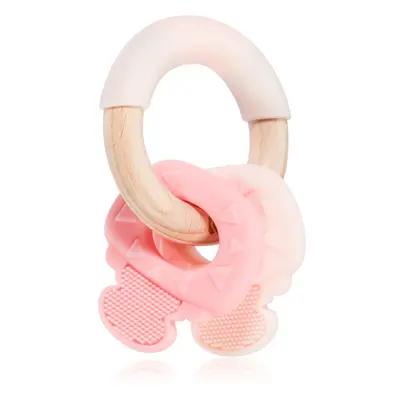 Kikkaboo Silicone and Wood Teether Keys Beißring Pink