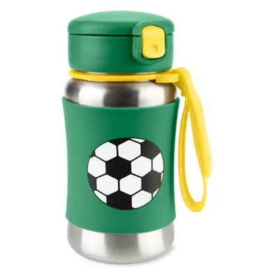 Skip Hop Spark Style Straw Bottle Wasserflasche aus Edelstahl mit Strohhalm Fotbal m+