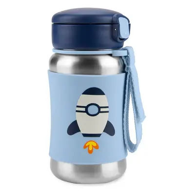 Skip Hop Spark Style Rocket Wasserflasche aus Edelstahl mit Strohhalm m+