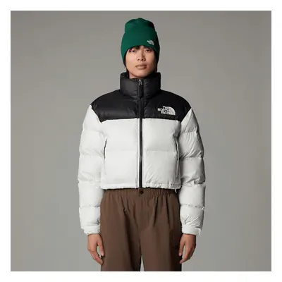 The North Face Nuptse Kurze Jacke Für Damen White Dune-tnf Black