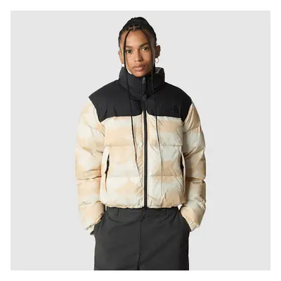 The North Face Crinkle Nuptse Wendejacke Für Damen White Dune Low-fi Hi-tek Dye Print