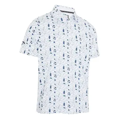 Callaway All Over Golf Mens Essentials Print Bright White Polo-Shirt