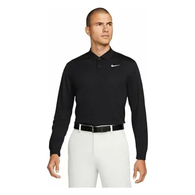 Nike Dri-Fit Victory Solid Mens Long Sleeve Black/White Polo-Shirt