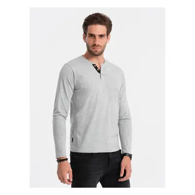 Ombre Clothing Henley T-Shirt Grau