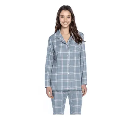 Damenpyjama aus Flanell ISSA Hellblau / Light blue