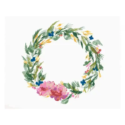 Malen nach Zahlen - WINTERLICHER KRANZ AUS PFINGSTROSEN (ALEXANDRIA GILBERT), / ohne Keilrahmen