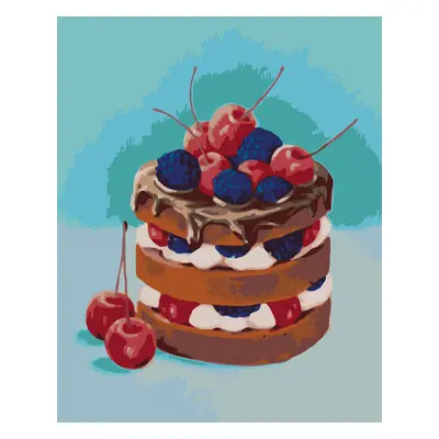 Malen nach Zahlen - SCHOKOLADEN-OBST-TORTE (MYROSLAVA WOLOSCHUK), / ohne Keilrahmen