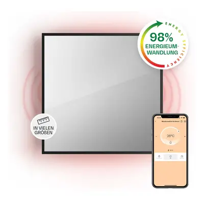 Klarstein La Palma smart 2-in-1 Heizgerät Infrarot Konvektor 60x60cm 500W Spiegelfront