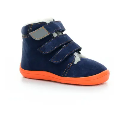 Beda Blue Mandarine mit Membran (BF 0001/W/MK/Fell, höher) dunkelblaue Winter-Barfußstiefeletten