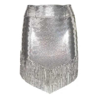 Fringed Metallic Mesh Mini Skirt