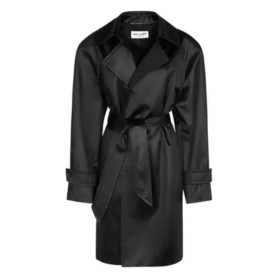 Belted Cotton Blend Trench Coat
