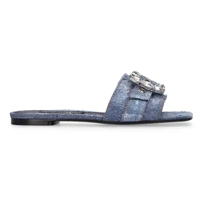 10mm Flache Schuhe Aus Leder Und Denim