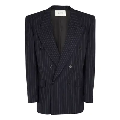 Double Breasted Pinstriped Wool Jacket