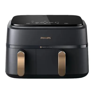 Philips Airfryer NA352-00 Heißluftfritteuse mit 2 Kammern - Schwarz, 9L