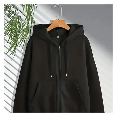 Women's Casual Solid Zip Up Hooded Sweatshirt - Sporty Style Drawstring Coat, Autumn/winter