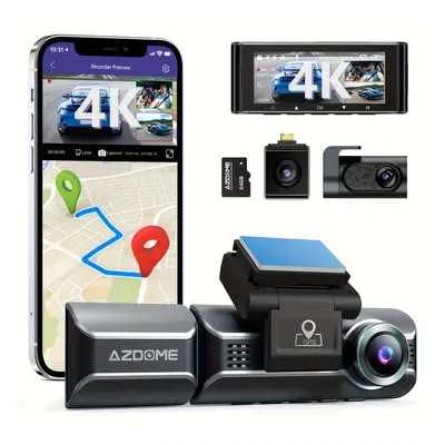 TEMU Azdome Pro -channel Dash Cam, Front And Rear Inside 2k+1080p+1080p, 3.19" Ips Screen, , Bui