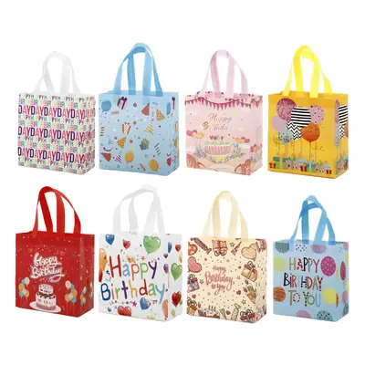 8pcs, Birthday Tote Gift Bags With Handles For Shopping Holiday Party Favor Goodie Bags, 9*8.7*4