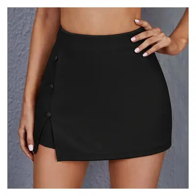 TEMU Solid Asymmetrical Hem Skort, Casual Short Style Back Skort, Women's Clothing